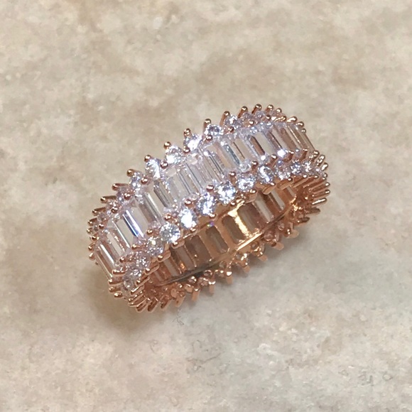 Rose gold baguette cz ring - Picture 3 of 4